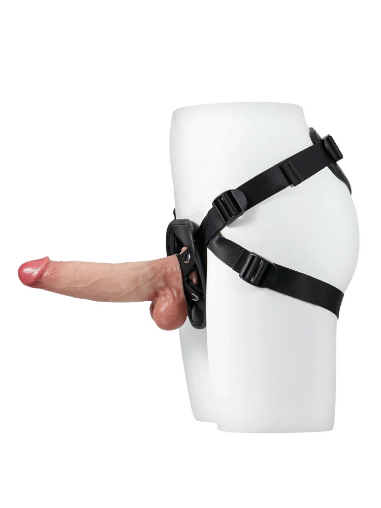 Black Leather Strap-On Harness, Adjustable Fit for Suction Cup Dildos
