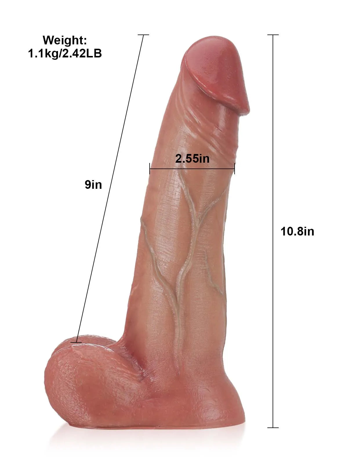 Hunter 10.8" x 2.5" Realistic Sliding Skin Dildo with Moving Balls