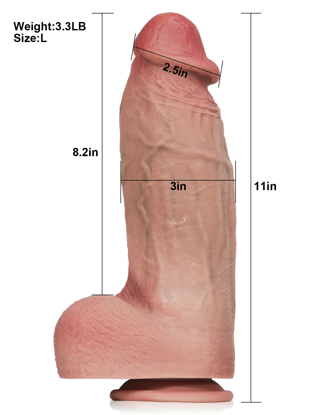 Duke 11" x 3" Huge Dual-Density Realistic Thick Fat Soft Dildo
