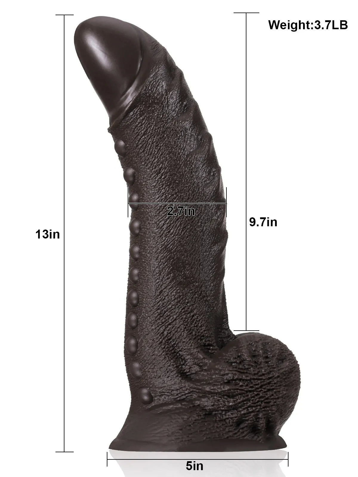 Nate 13" x 2.7" Big Black Dildo
