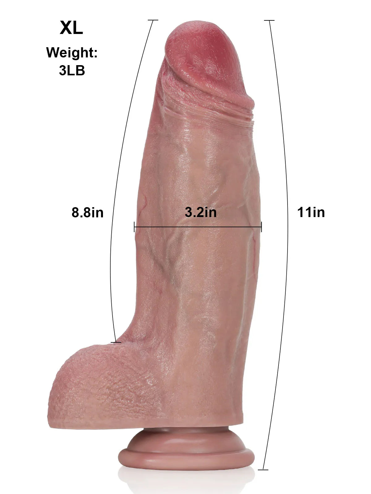 Noodle 11" x 3.2" Large Thick Dual-Density Silicone Dildo