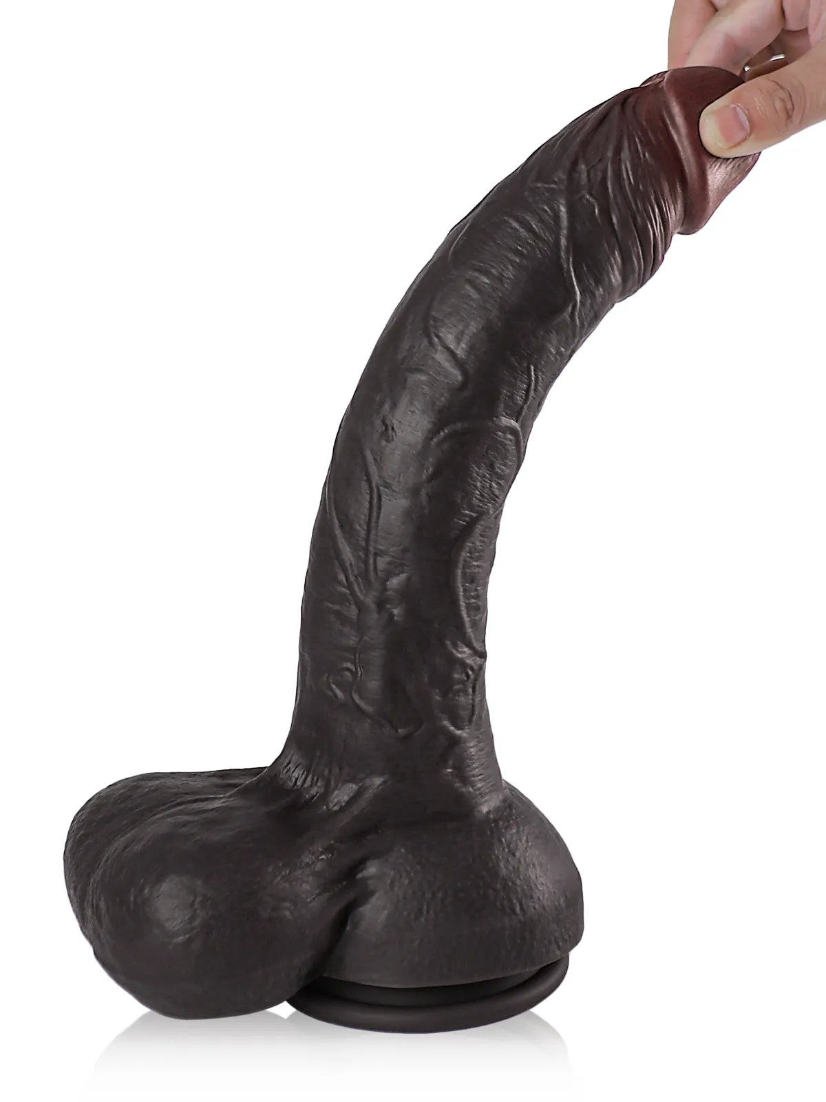 Randy 12.8" x 2.2" Big Long Black BBC Dildo for Deep Pleasure