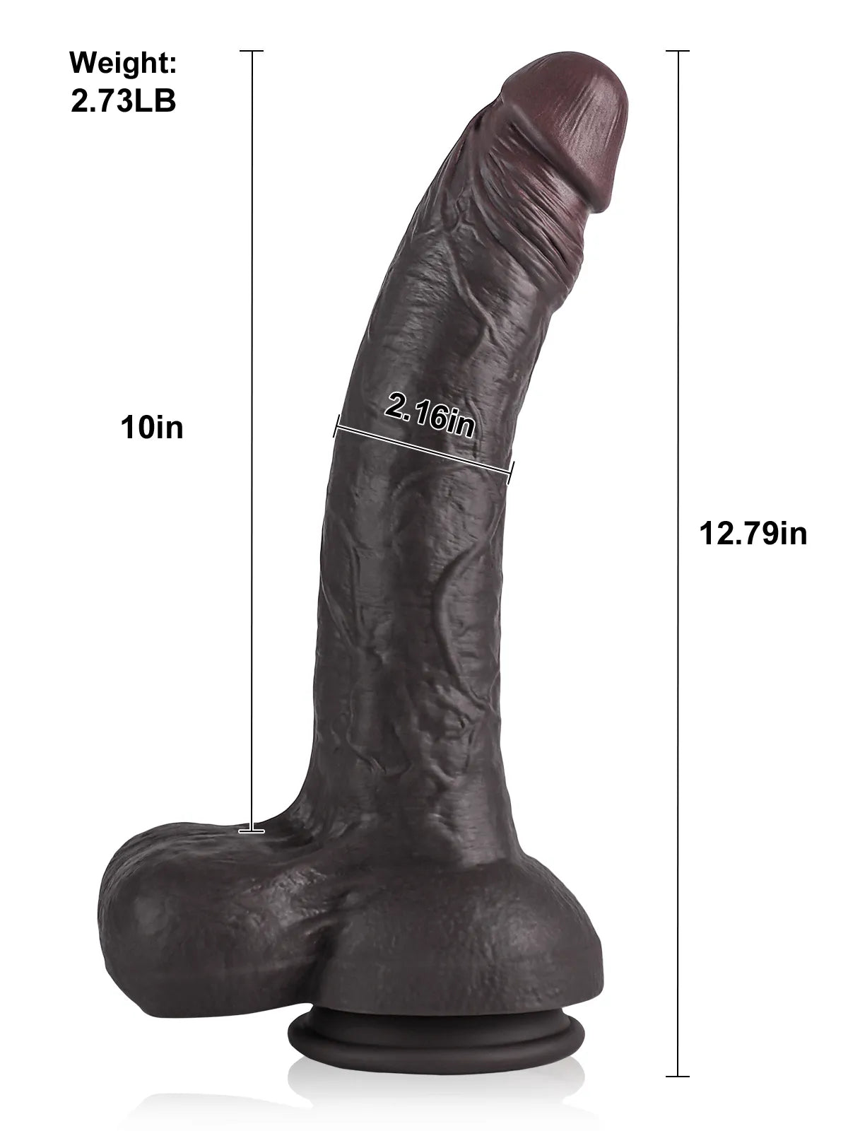 Randy 12.8" x 2.2" Big Long Black BBC Dildo for Deep Pleasure