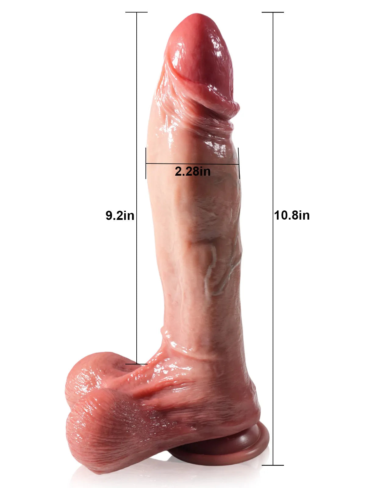Samuel 10" x 2" Huge Thick Thrusting Vibrating Dildo Swollen Glans Balls