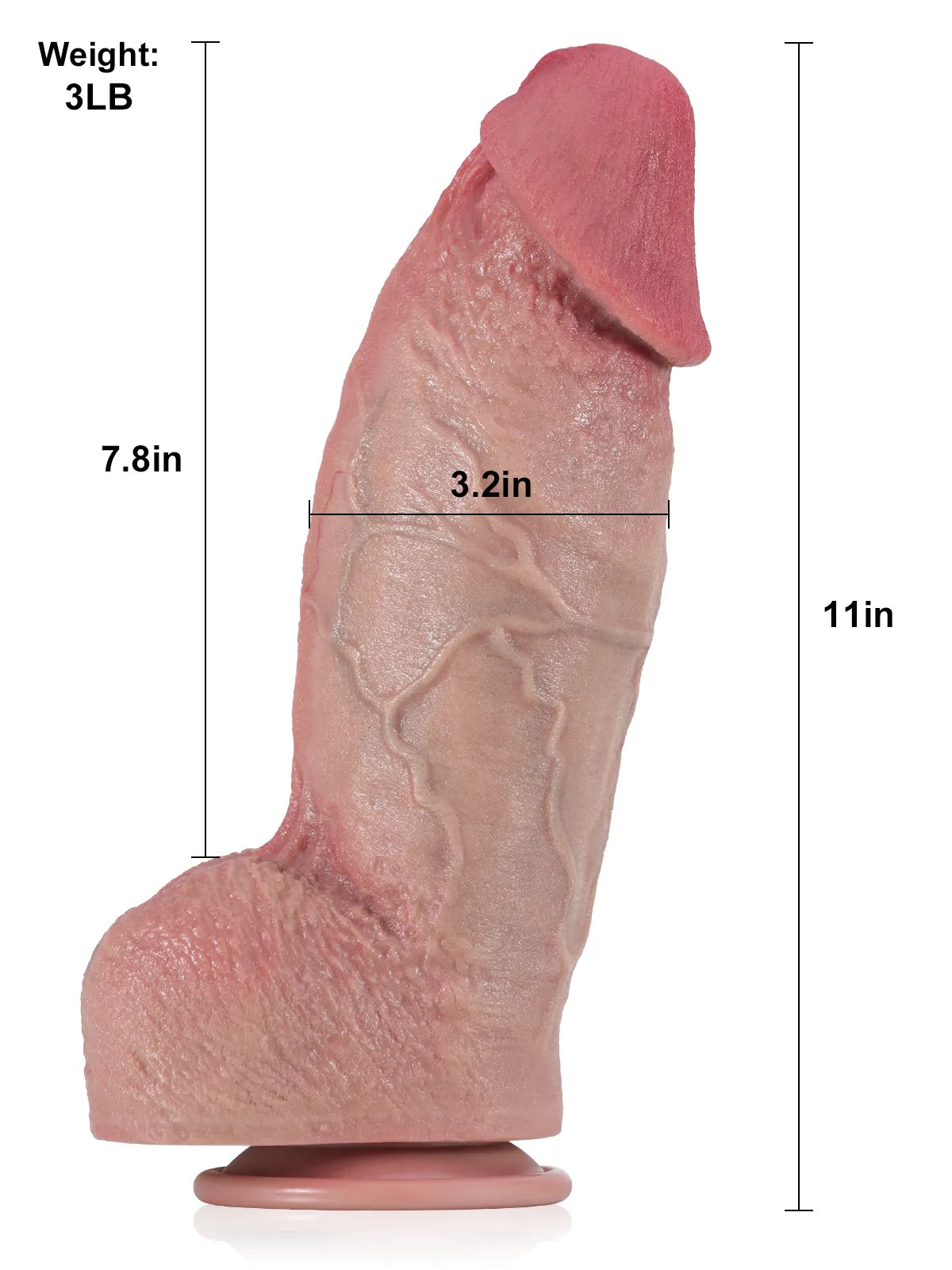 Stan 11" x 3.1" Giant Black Dildo