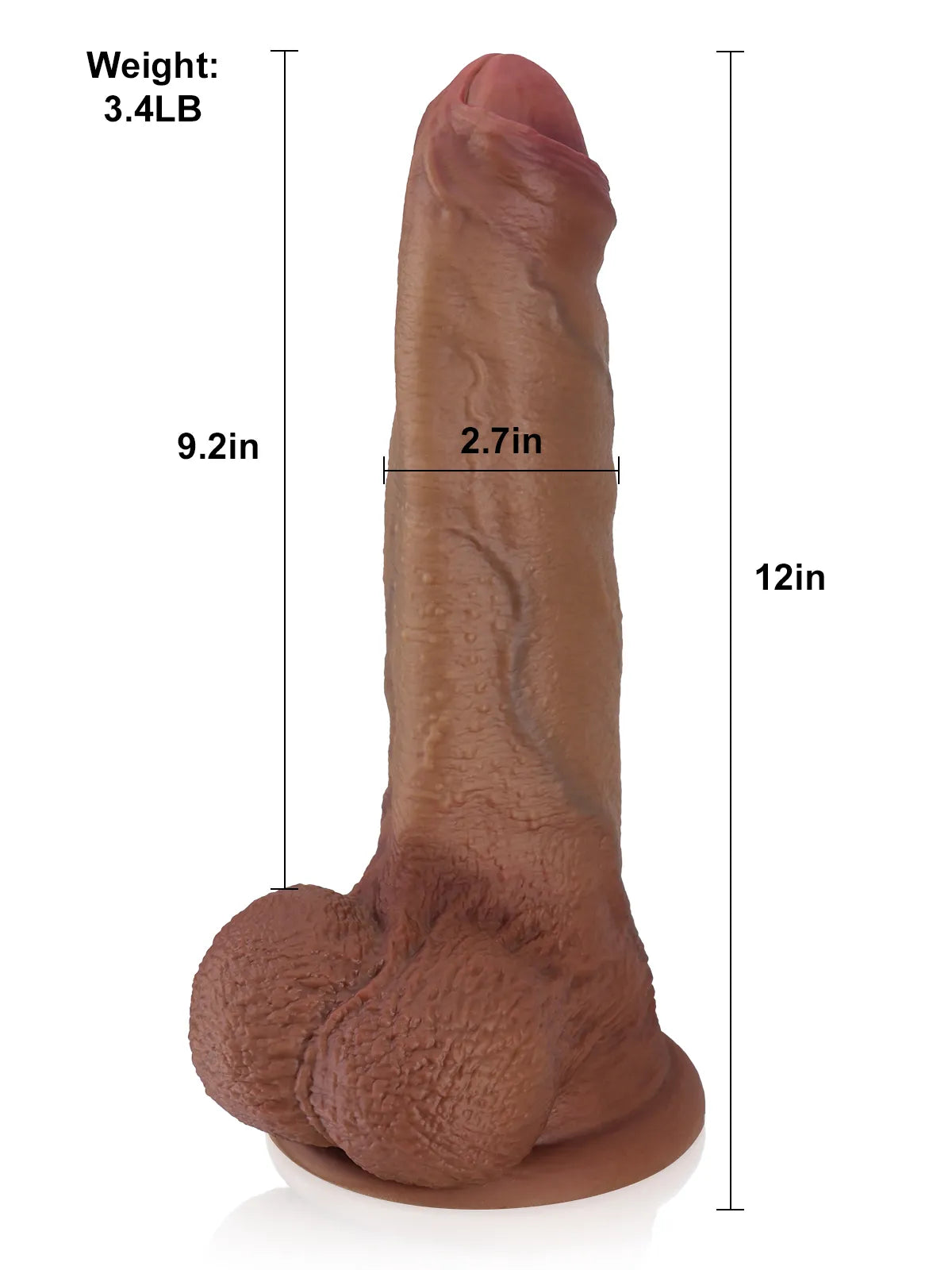 Vandal 12" x 2.7" Big Long Silicone Realistic Uncircumcised Dildo