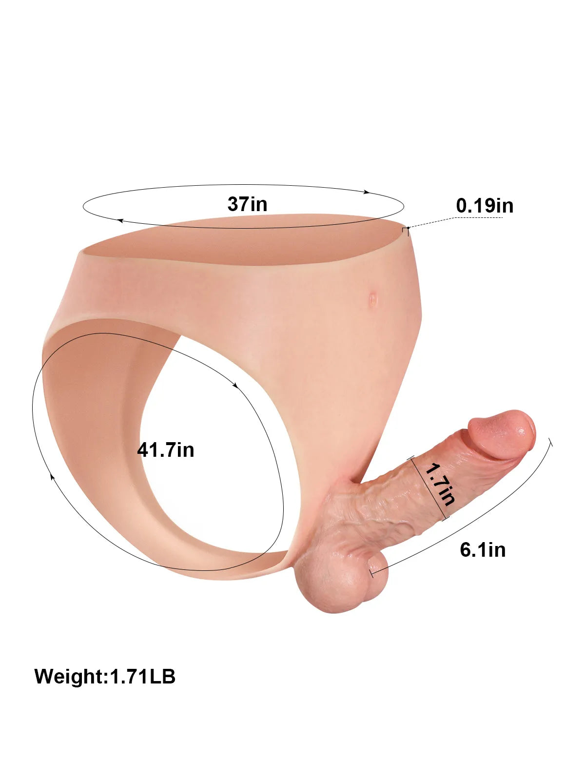 6.1" x 1.7" Realistic Strap-On Dildo with Firm Core & Natural Skin Feel