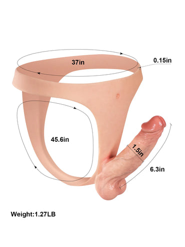 6.3" x 1.5" Slim Strap-On Dildo, Lightweight Silicone with Natural Feel