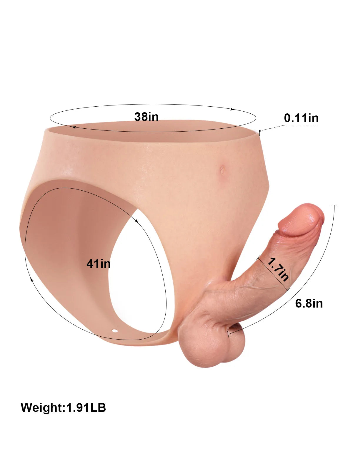 6.8" x 1.7" Wearable Solid Shaft Silicone Strap-On Dildo