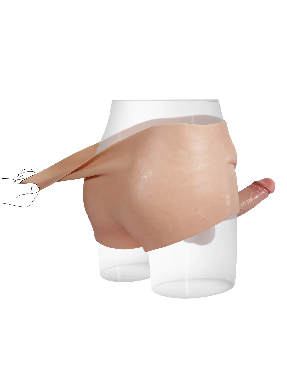 7.2" x 1.7" Realistic Strap-On Underwear with Full-Wrap Silicone Dildo