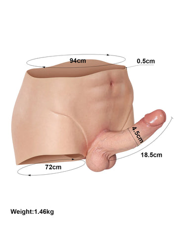 7.2" x 1.7" Realistic Strap-On Underwear with Full-Wrap Silicone Dildo