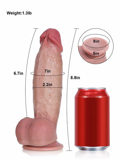Kimi 8.8" x 2.2" Realistic Dual-density Silicone Soft Dildo for Beginners