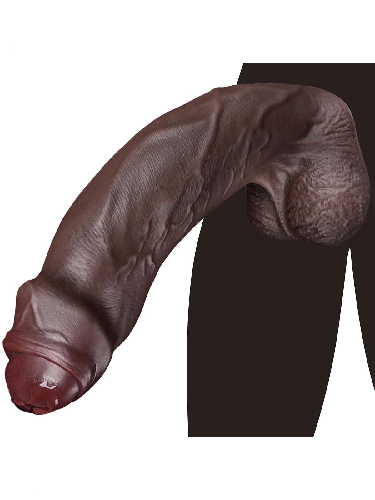 Taylor 9.7" x 2.3" Realistic Large Soft Uncircumcised Black Dildo