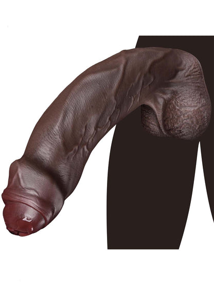 Taylor 9.7" x 2.3" Realistic Large Soft Uncircumcised Black Dildo