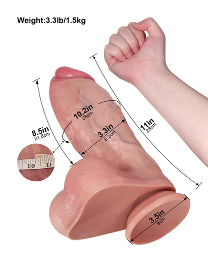 Austin 11" x 3.3" Extra Thick Realistic Dildo with Mid-Shaft Swell