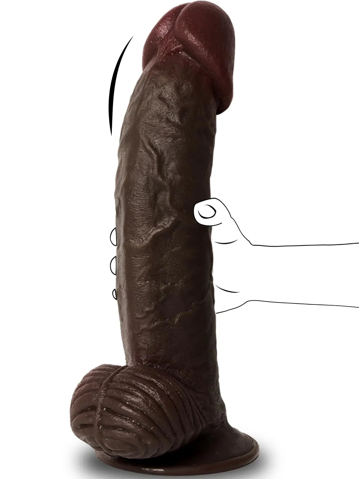 Rashad 12.5" x 2.5 " Big Tip Thick Black Dildo