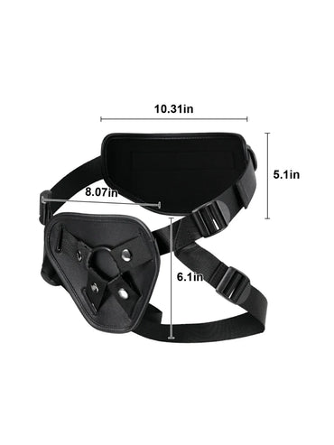 Black Leather Strap-On Harness, Adjustable Fit for Suction Cup Dildos