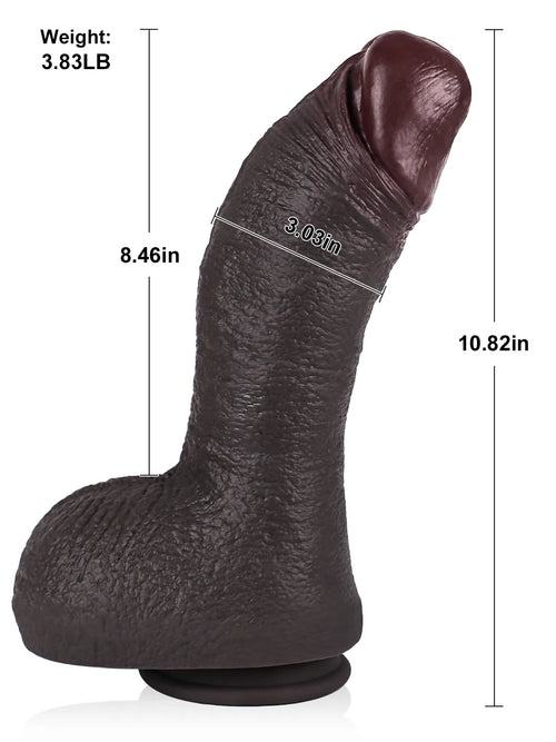 Brad 10.8" x 3" Large Black Dildo
