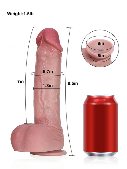 Brandon 9.5" x 1.8" Realistic Dildo with Soft Skin Texture