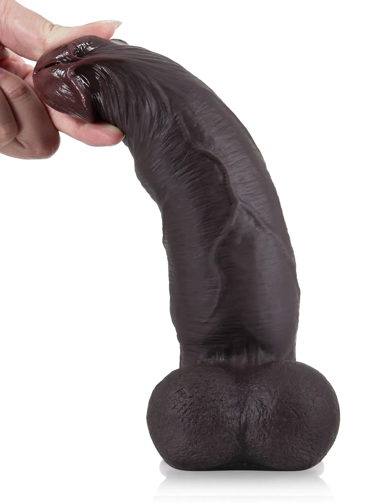 Buddy 9.2" x 2.2" Black Sliding Skin Dildo With Moving Balls
