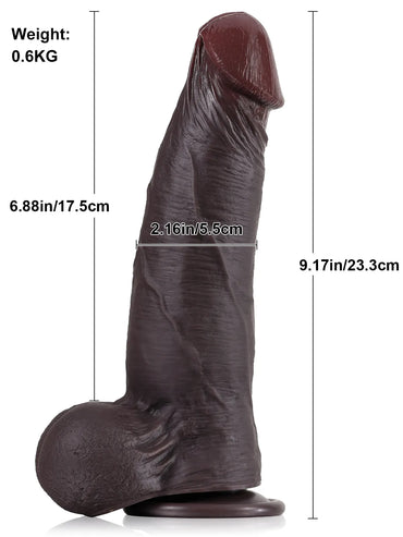 Buddy 9.2" x 2.2" Black Realistic Sliding Skin Dildo With Moving Balls