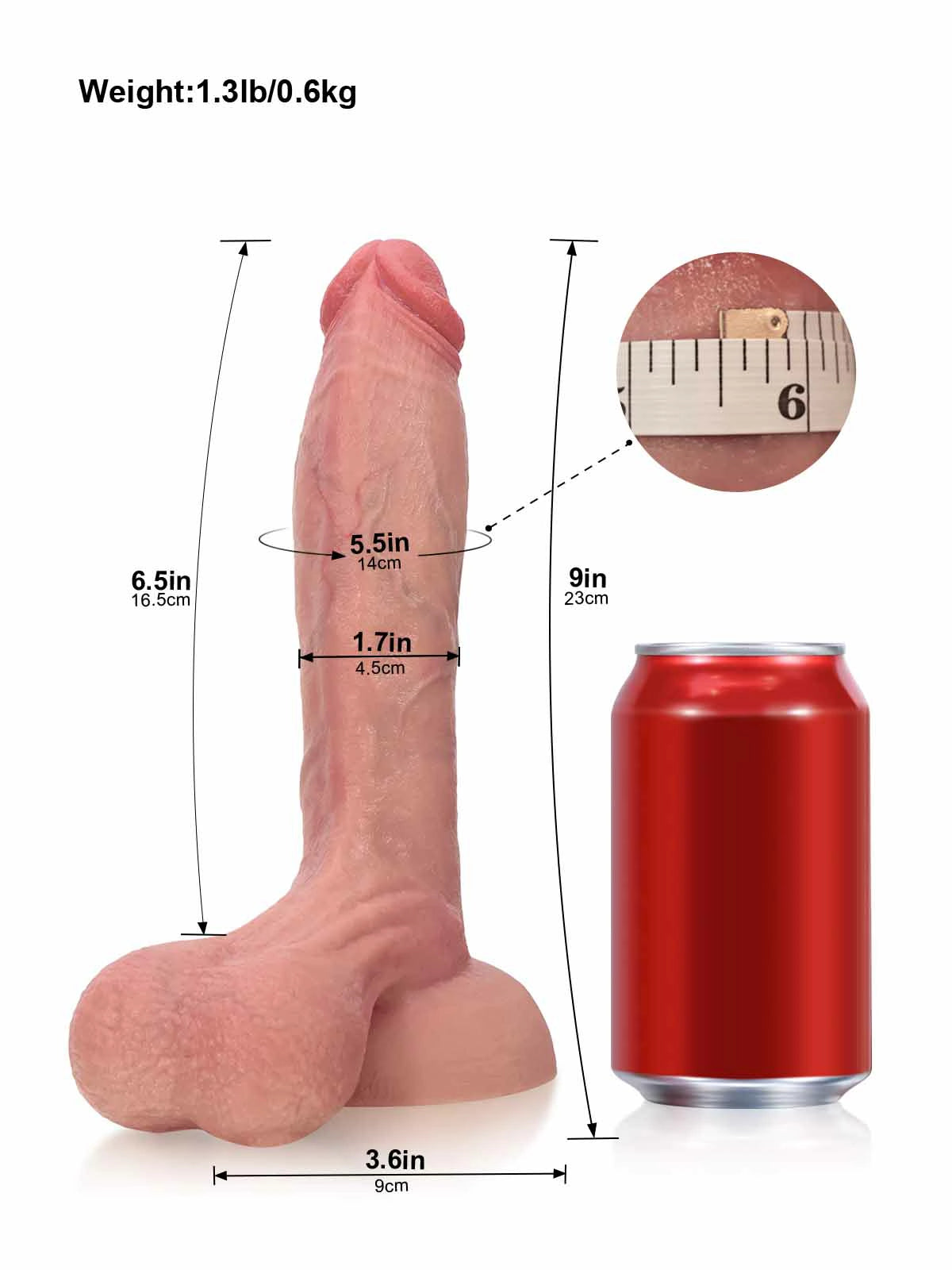 Caleb 9" x 1.77" Realistic Dildo with Swinging Balls & Dual Density