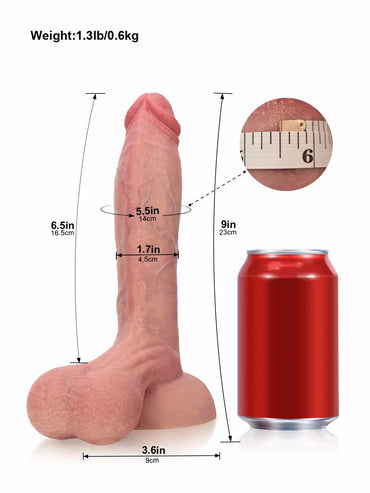 Caleb 9" x 1.77" Realistic Dildo with Swinging Balls & Dual Density