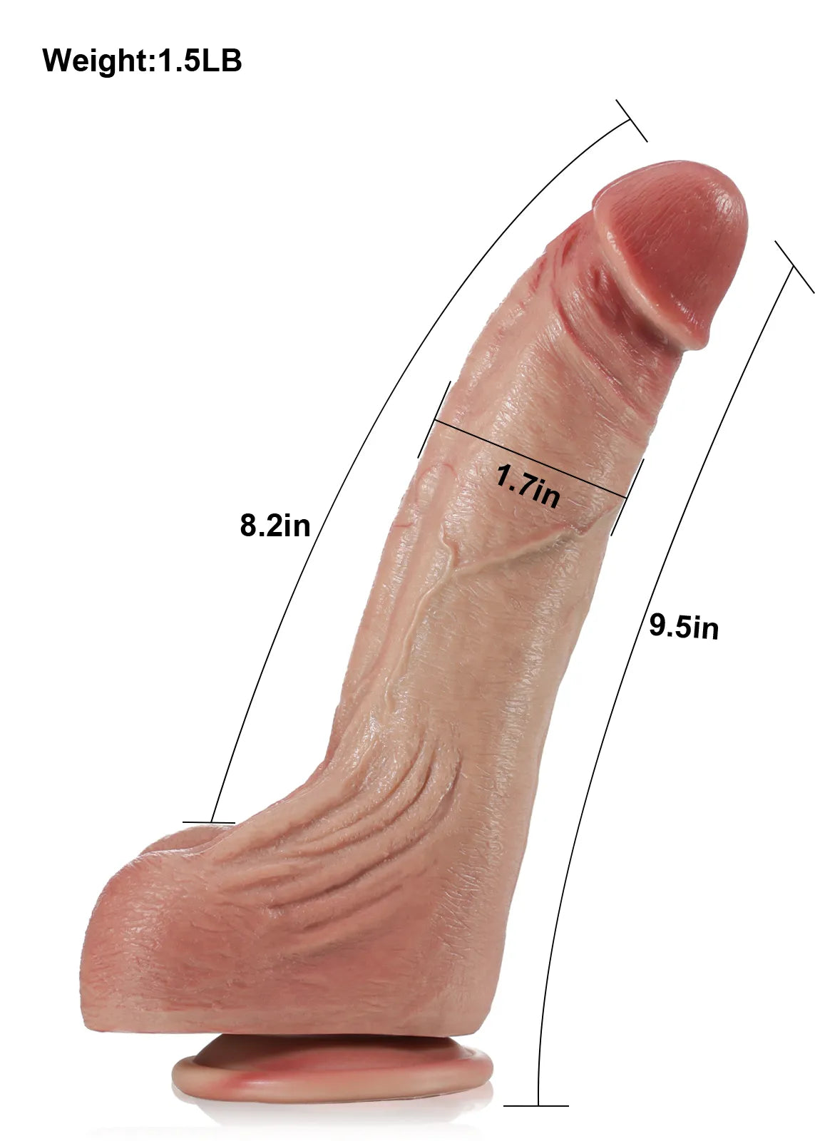 Cameron 9.5" Curved G-Spot Dildo with Raised Ridge & Wrinkled Balls