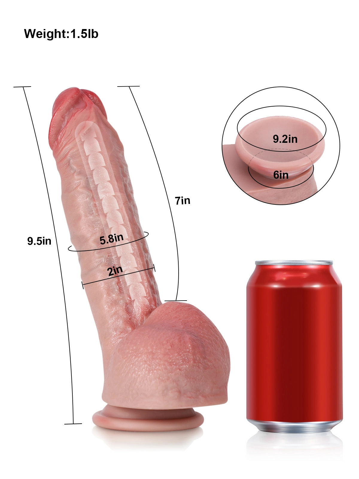 Charlie 9.5" x 2" Realistic Huge Silicone Dildo With Bendable Metal Keel