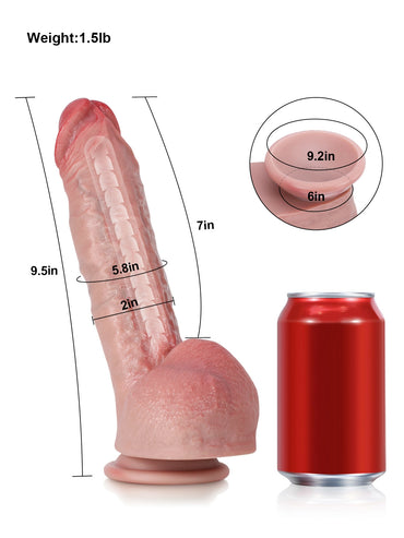 Charlie 9.5" x 2" Realistic Huge Silicone Dildo With Bendable Metal Keel