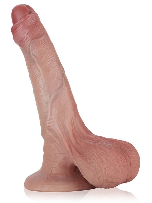 Chris 8.3" x 1.7" Realisitic Dildo With Swinging Balls & Uncircumcised Foreskin