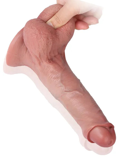 Chris 8.3" x 1.7" Realisitic Dildo With Swinging Balls & Uncircumcised Foreskin