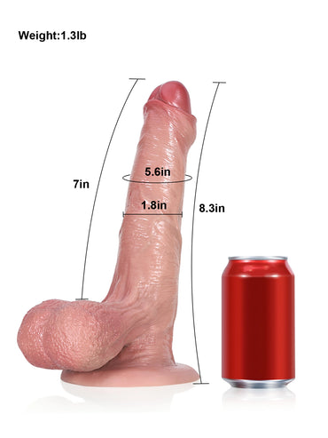 Chris 8.3" x 1.7" Uncircumcised Flexible Silicone Dildo With Loose Scrotum