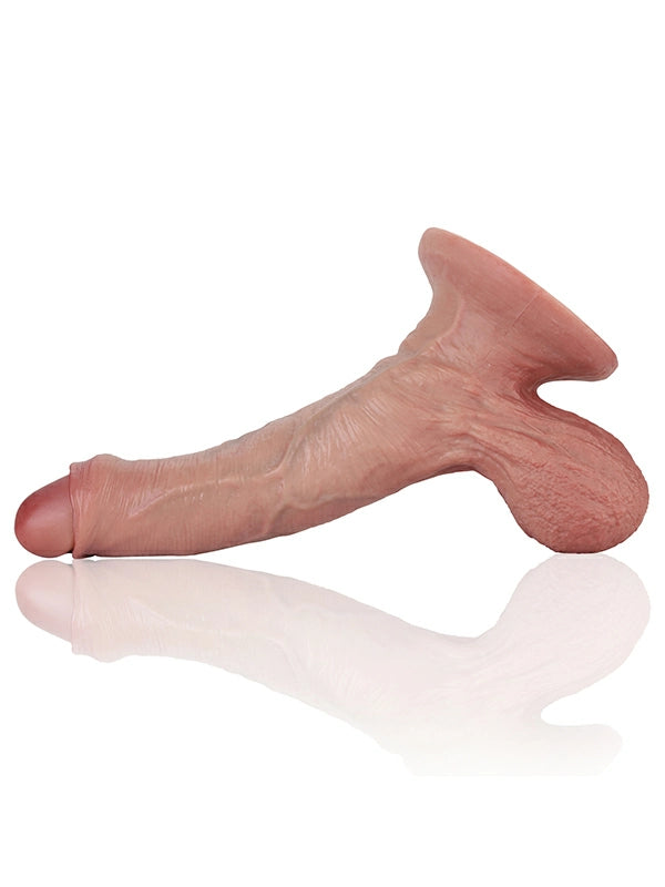 Chris 8.3" x 1.7" Realisitic Large Dildo With Swinging Balls & Uncircumcised Foreskin