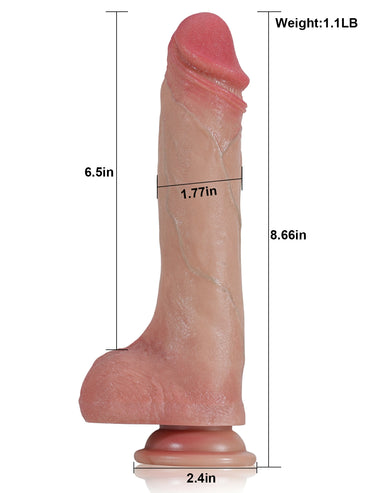 Damien 8.6" x 1.8" Thrusting Vibrating Dildo with Sliding Skin Layer