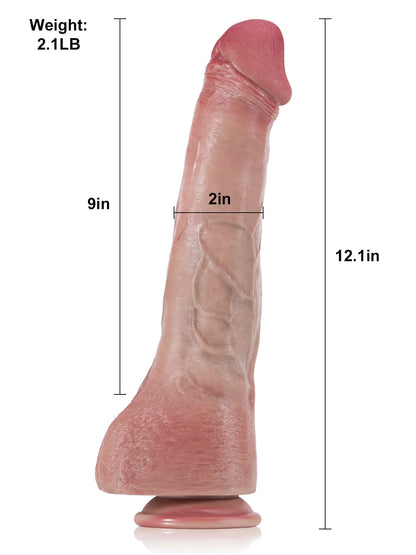 Daniel 12.1" x 2" Huge Realistic Anal Dildo With Metal Keel Bendable