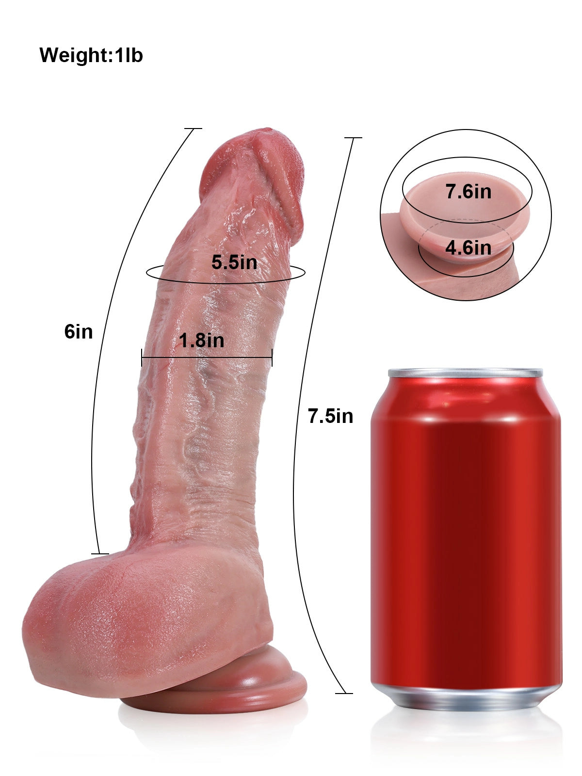 Dave 7.5" x 1.8" Beginner-Friendly Dual-Density Realistic Silicone Dildo