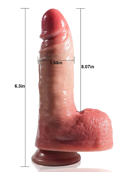 Percy 8.1" x 1.9" Big Thrusting Vibrating Uncut Dildo Real Skin