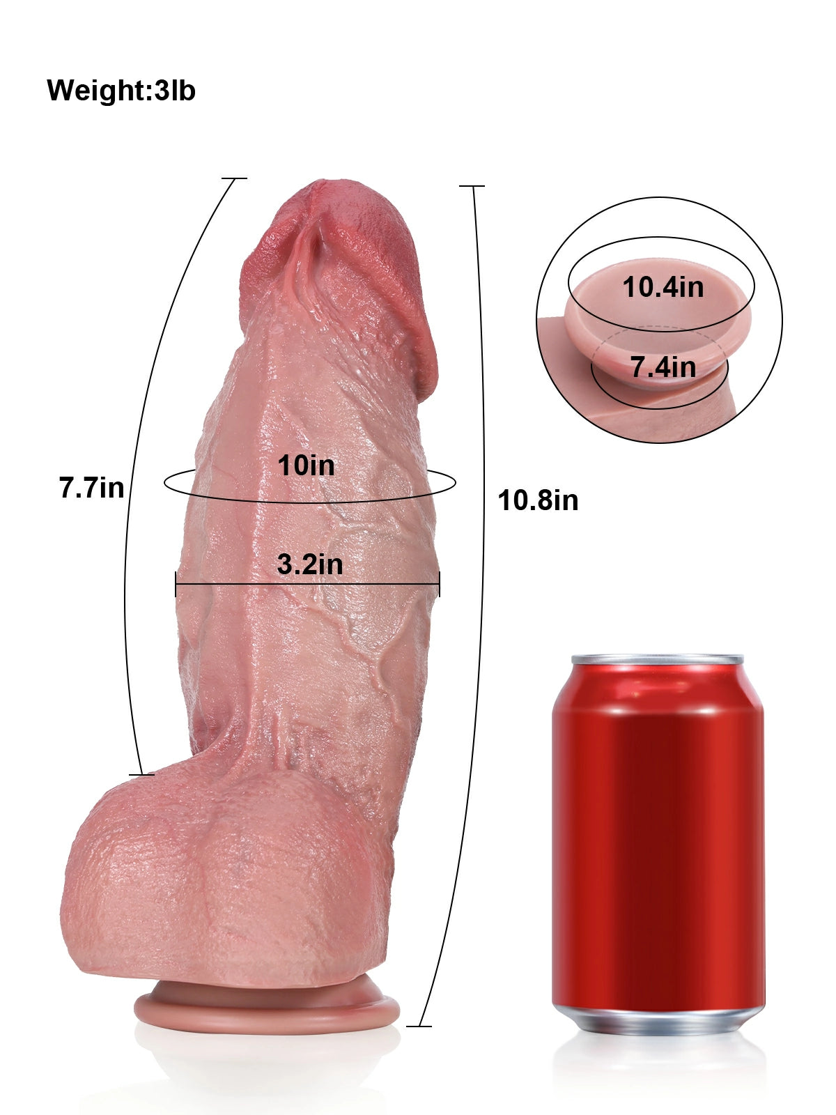 Diego 10.8" x 3.2" Huge Realistic Dildo with Detailed Veins & Suction Base