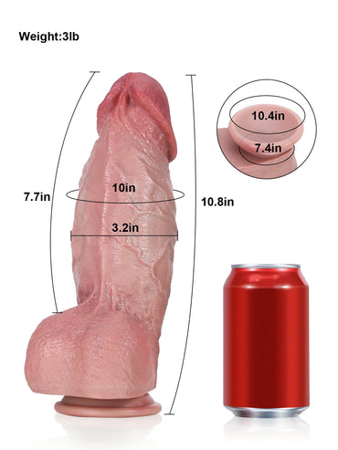Diego 10.8" x 3.2" Huge Realistic Dildo with Detailed Veins & Suction Base