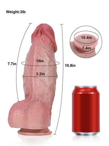 Diego 10.8" x 3.2" Huge Realistic Dildo with Detailed Veins & Suction Base