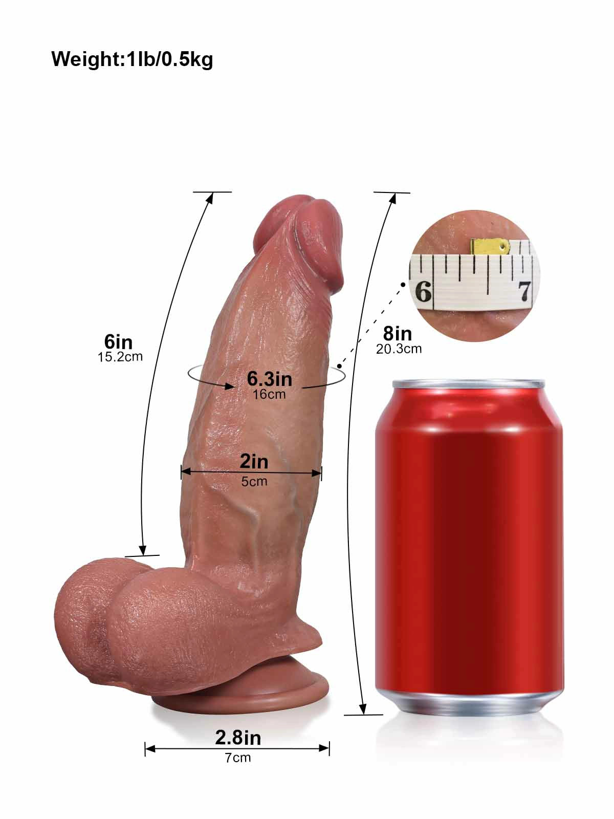 Dorian 8" x 2" SlidingSkin Thick Mid-Shaft Dildo with Movable Balls
