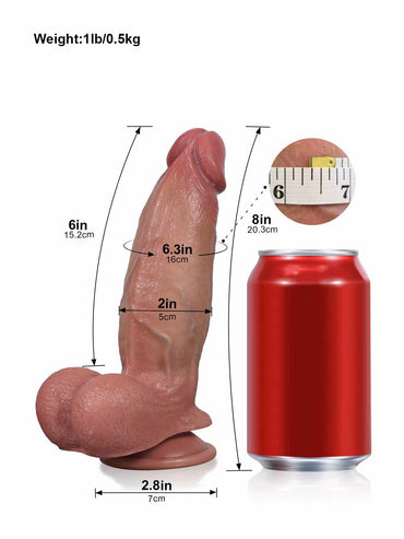 Dorian 8" x 2" SlidingSkin Thick Mid-Shaft Dildo with Movable Balls