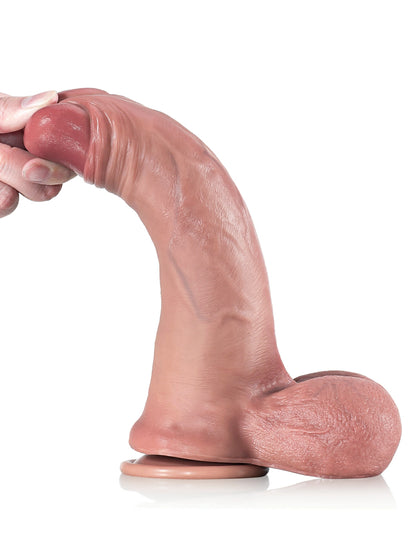 Spike 9.3" x 2.2" Realistic Soft Sliding Skin Dildo with Moving Balls