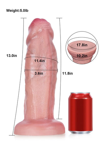 Duke 13" x 3.6" Huge Uncut Foreskin Anal Dildo for Advanced Players