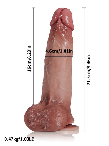Edgar 8.5" x 1.8" Sliding Skin Dildo With Moving Balls