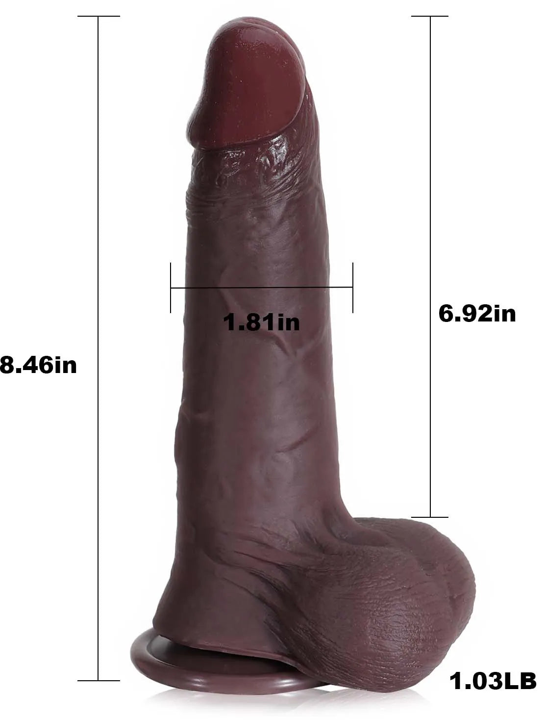 Edgar 8.5" x 1.8" Black Sliding Skin Dildo With Moving Balls