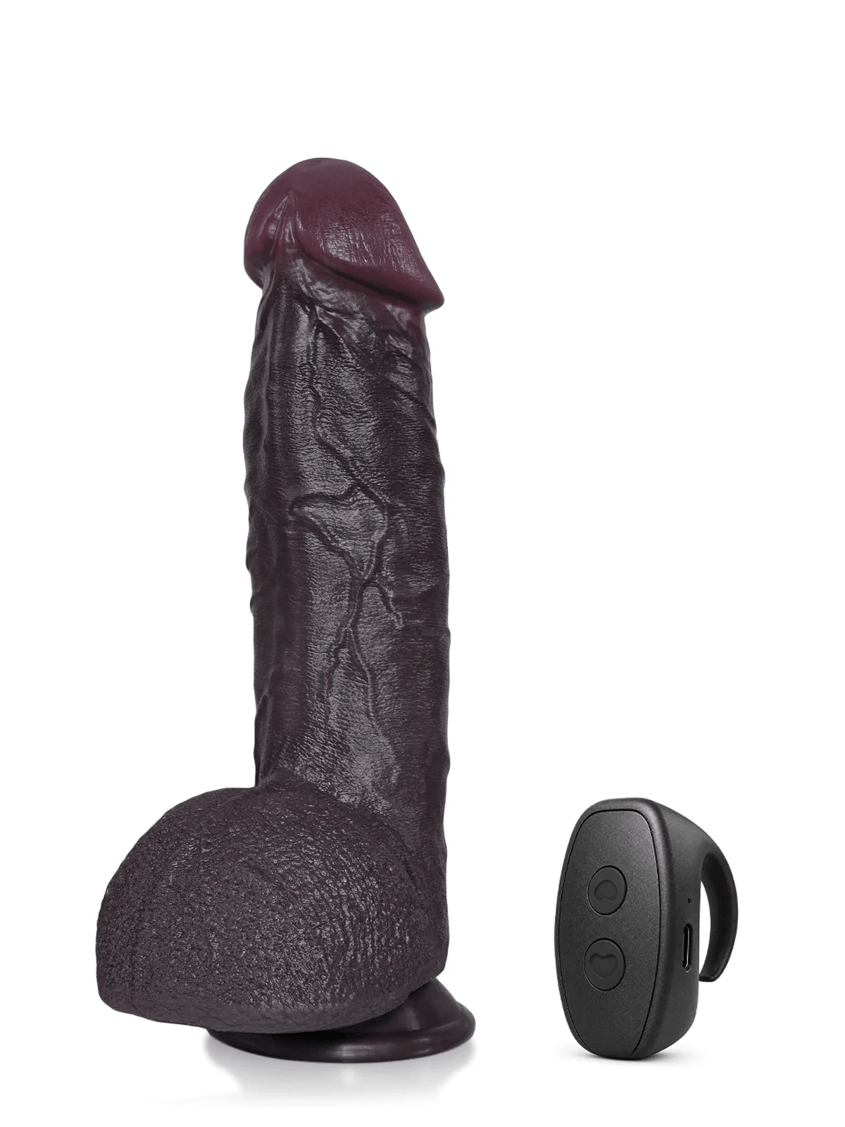 Erlos 10.6" x 2.2" Black Realistic Thrusting Dildo with Vibration & Heating