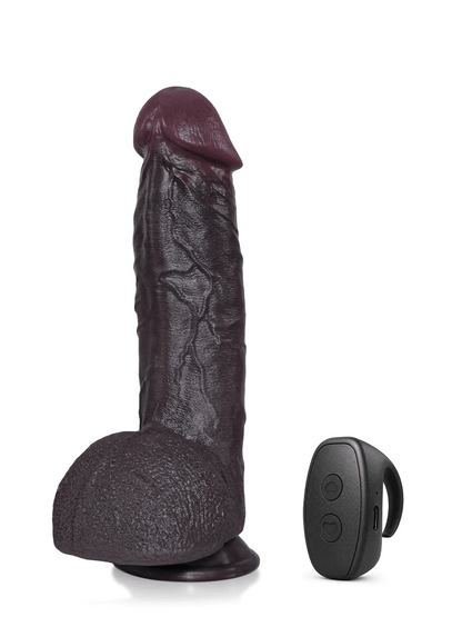 Erlos 10.6" x 2.2" Black Realistic Thrusting Dildo with Vibration & Heating