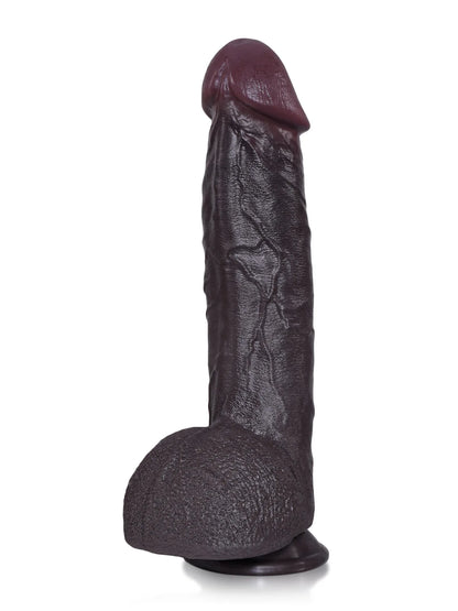 Erlos 10.6" x 2.2" Black Realistic Thrusting Dildo with Vibration & Heating
